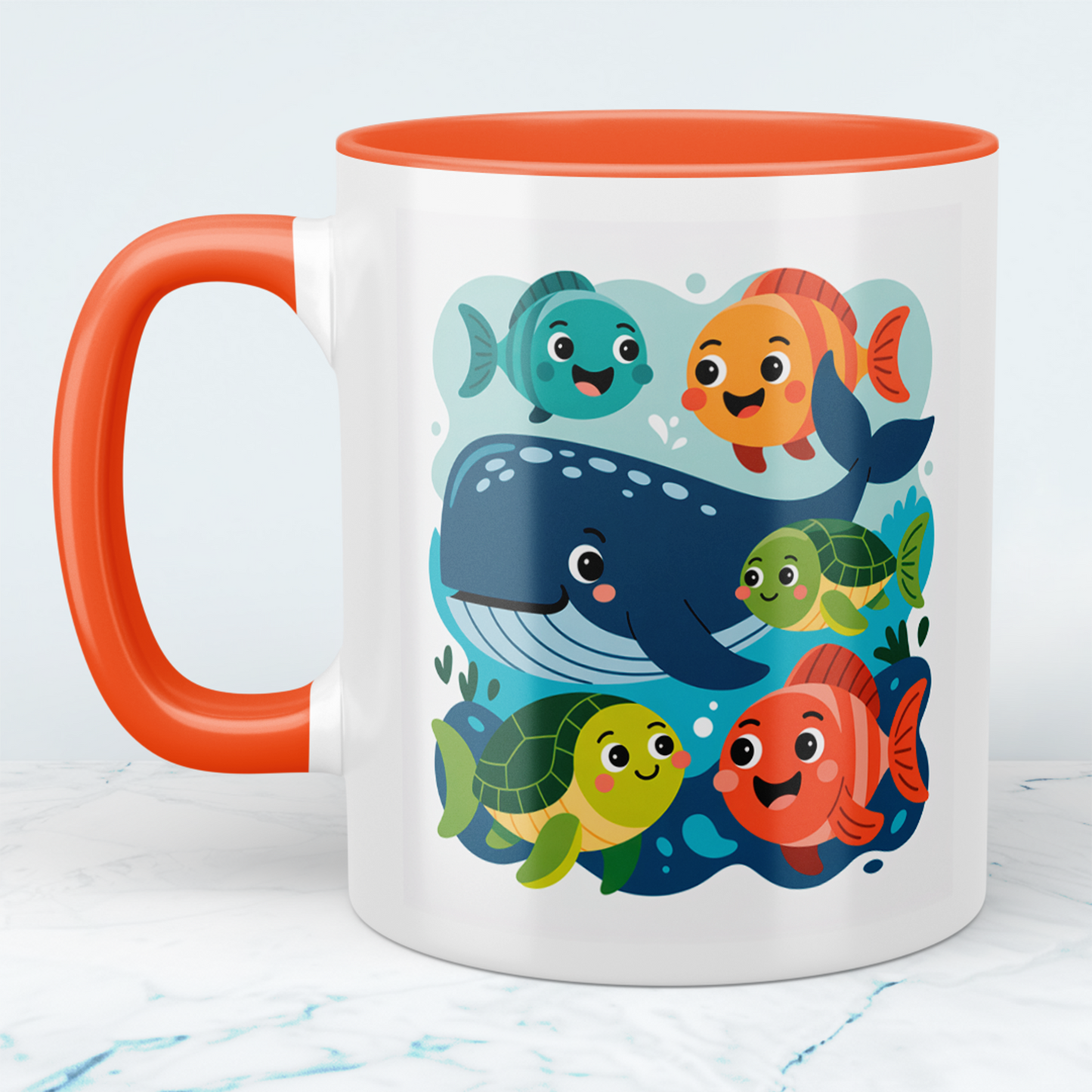 Zauberhafte Kindertasse mit Wal & Fischen – Liebevolles Geschenk für Kinder