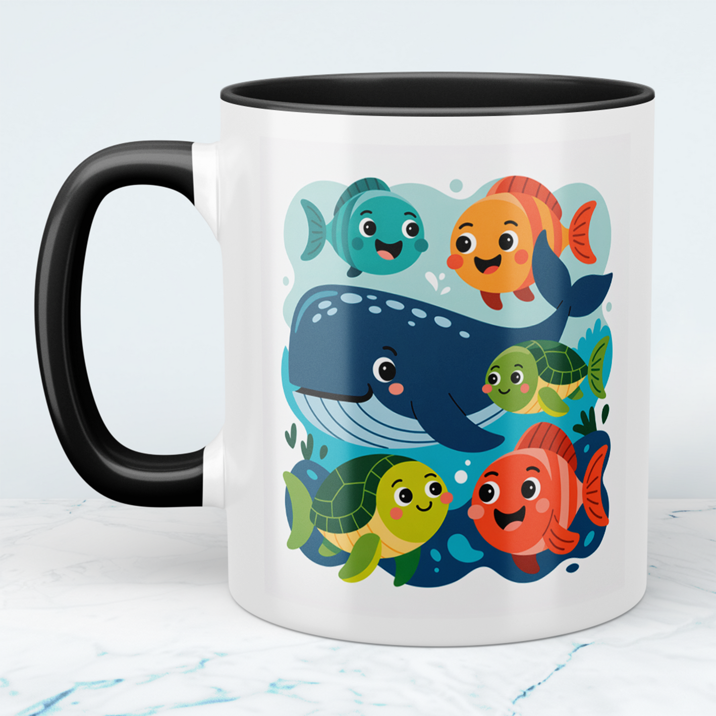 Zauberhafte Kindertasse mit Wal & Fischen – Liebevolles Geschenk für Kinder