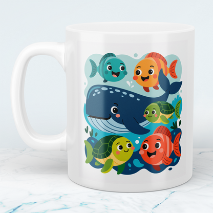 Zauberhafte Kindertasse mit Wal & Fischen – Liebevolles Geschenk für Kinder