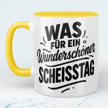 Humorvolle lustige Tasse: 'Was für ein wunderschöner SCHEISSTAG' ideal für Arbeitskollegen