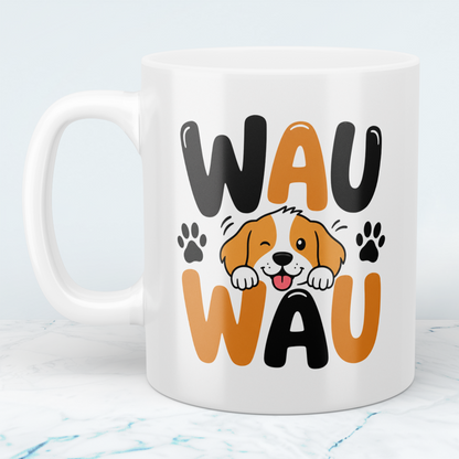 Hundetasse WAU WAU – lustige Tasse für Hundefans mit süßem Hundemotiv