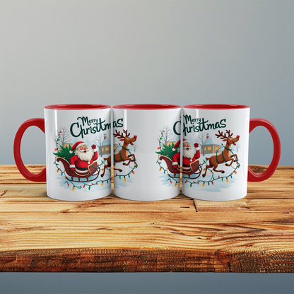 Witzige Tasse mit Weihnachtsmann, Schlitten und Rentier – ein zauberhaftes Geschenk für die Feiertage!