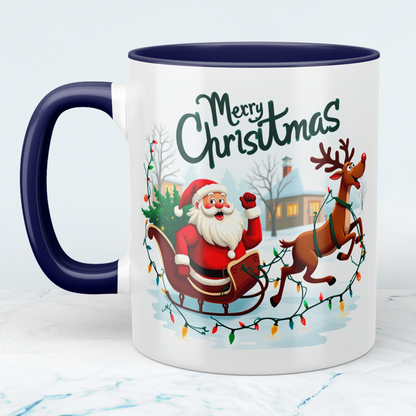 Witzige Tasse mit Weihnachtsmann, Schlitten und Rentier – ein zauberhaftes Geschenk für die Feiertage!