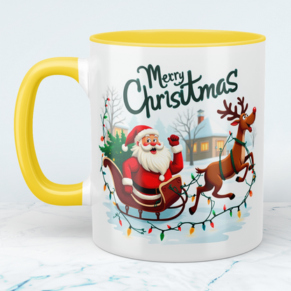 Witzige Tasse mit Weihnachtsmann, Schlitten und Rentier – ein zauberhaftes Geschenk für die Feiertage!
