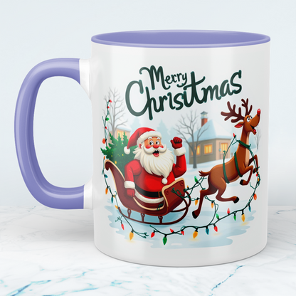 Witzige Tasse mit Weihnachtsmann, Schlitten und Rentier – ein zauberhaftes Geschenk für die Feiertage!