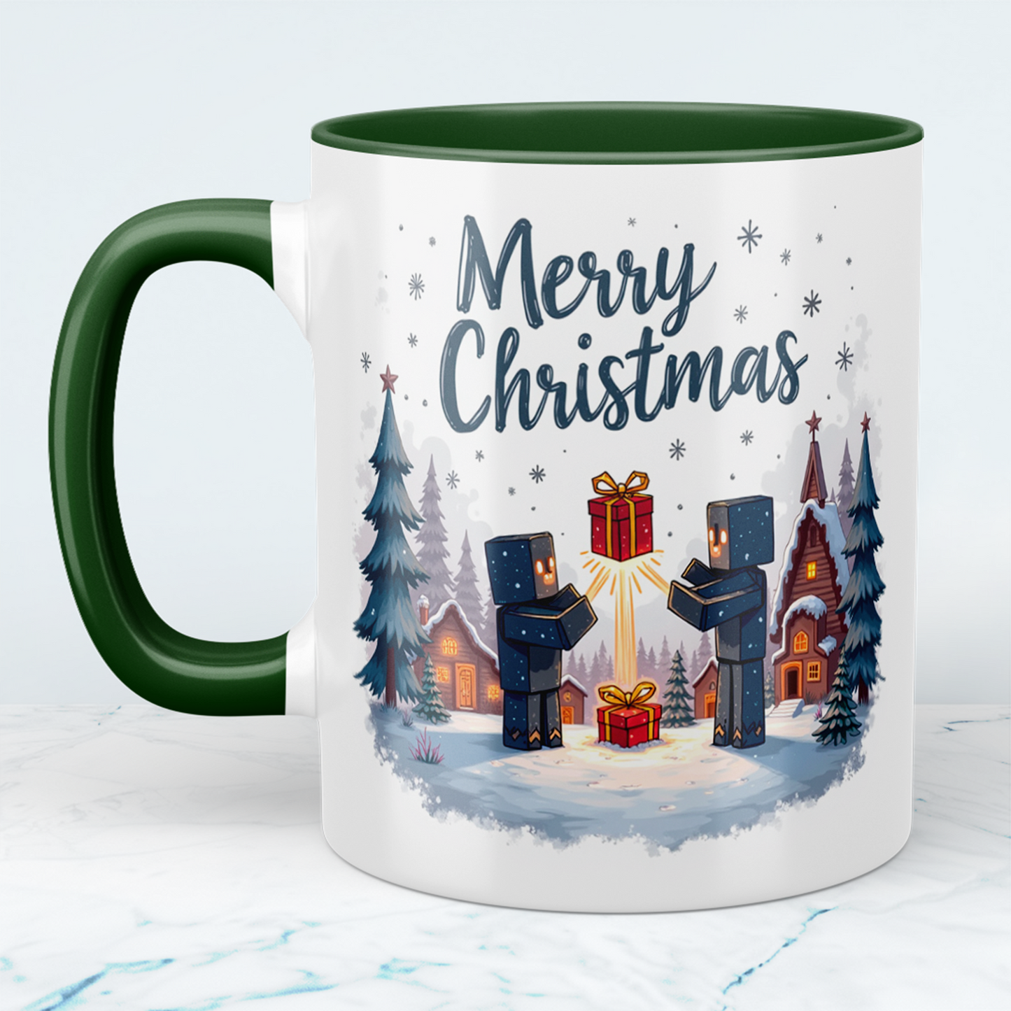 Lustige Minecraft-Tasse „Merry Christmas“ – das perfekte Geschenk für jeden Gamer und Weihnachtsliebhaber!
