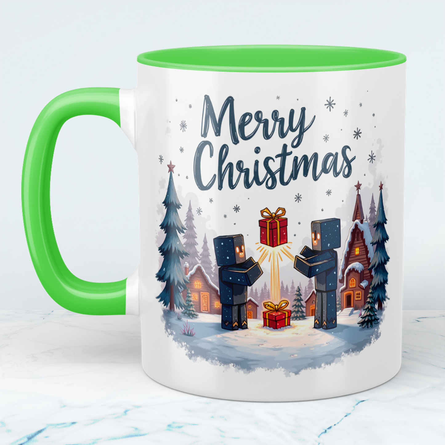 Lustige Minecraft-Tasse „Merry Christmas“ – das perfekte Geschenk für jeden Gamer und Weihnachtsliebhaber!