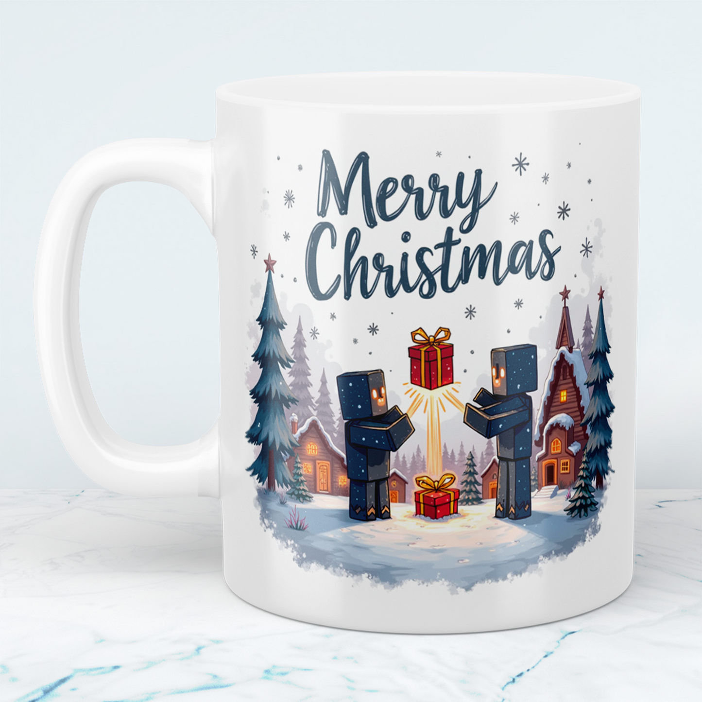 Lustige Minecraft-Tasse „Merry Christmas“ – das perfekte Geschenk für jeden Gamer und Weihnachtsliebhaber!