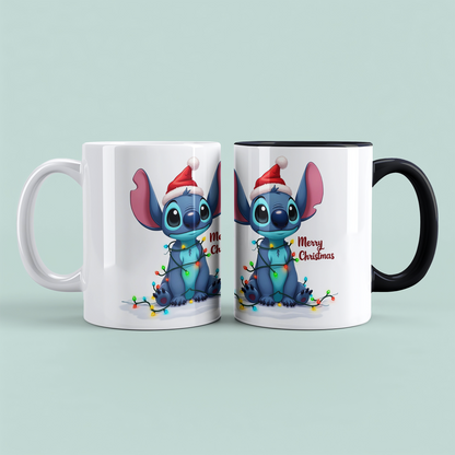 Lustige bedruckte Weihnachtstasse mit Stitch – „Merry Christmas“ – das perfekte Geschenk für Disney-Fans!