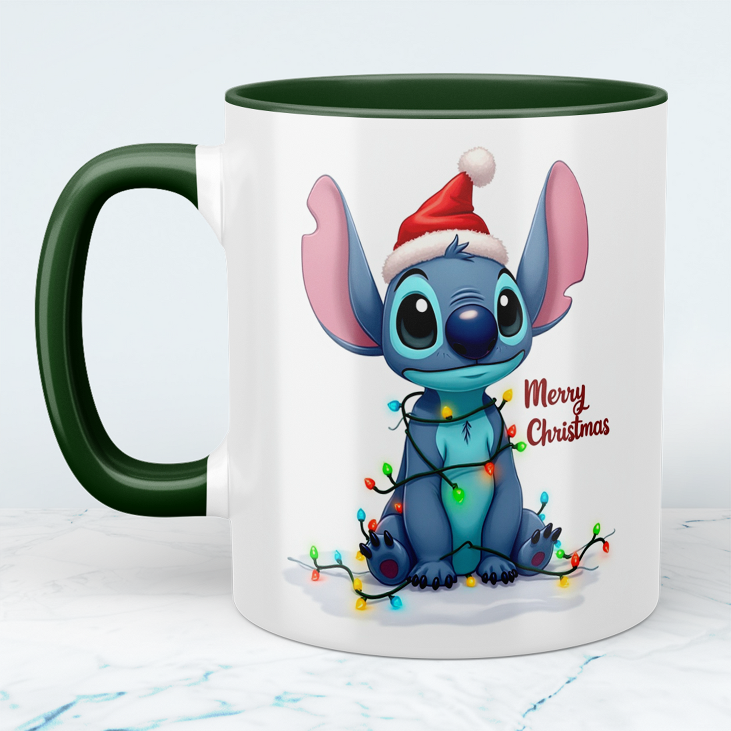 Lustige bedruckte Weihnachtstasse mit Stitch – „Merry Christmas“ – das perfekte Geschenk für Disney-Fans!