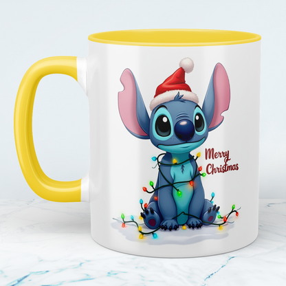 Lustige bedruckte Weihnachtstasse mit Stitch – „Merry Christmas“ – das perfekte Geschenk für Disney-Fans!