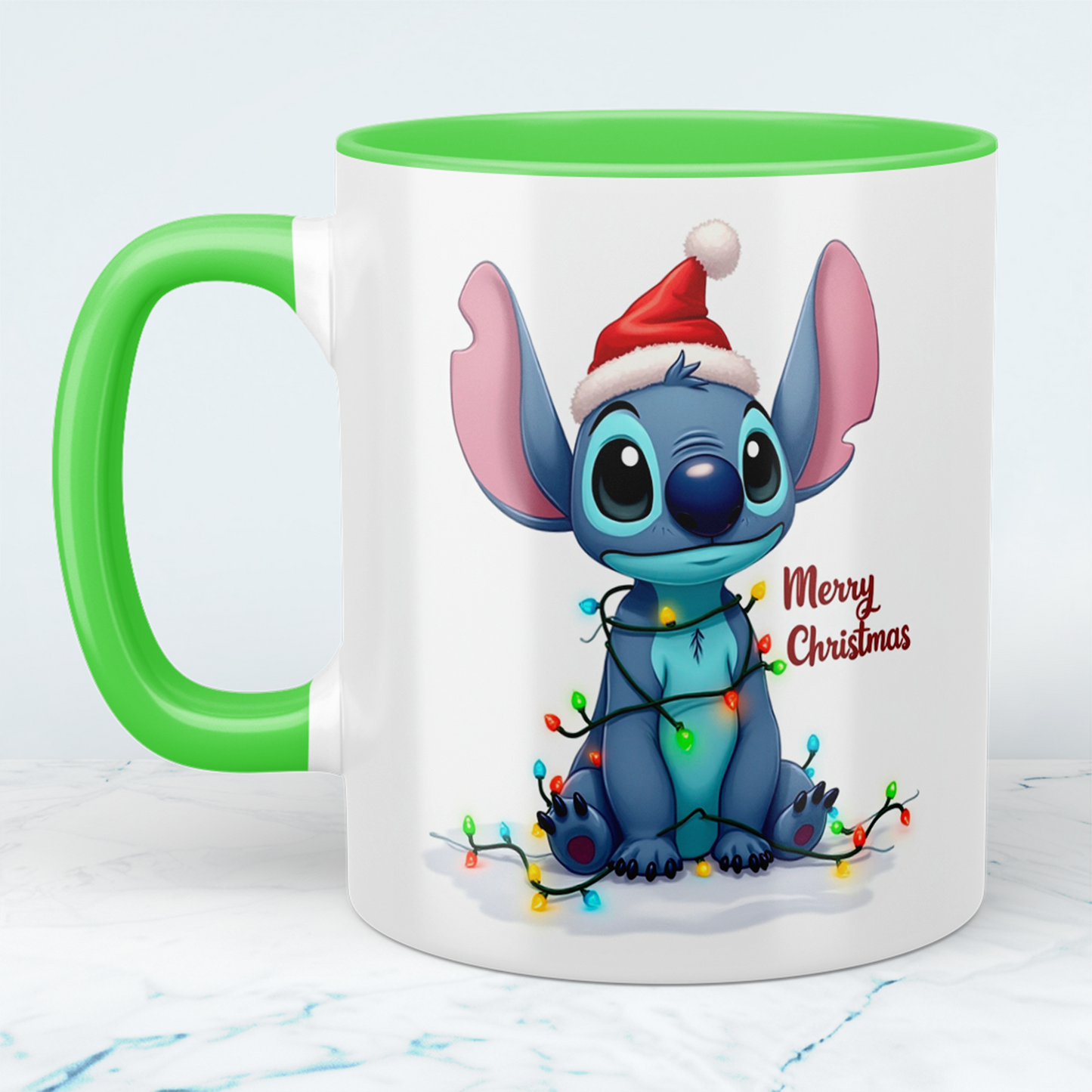 Lustige bedruckte Weihnachtstasse mit Stitch – „Merry Christmas“ – das perfekte Geschenk für Disney-Fans!