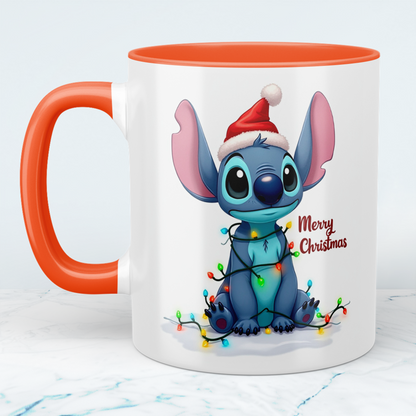 Lustige bedruckte Weihnachtstasse mit Stitch – „Merry Christmas“ – das perfekte Geschenk für Disney-Fans!
