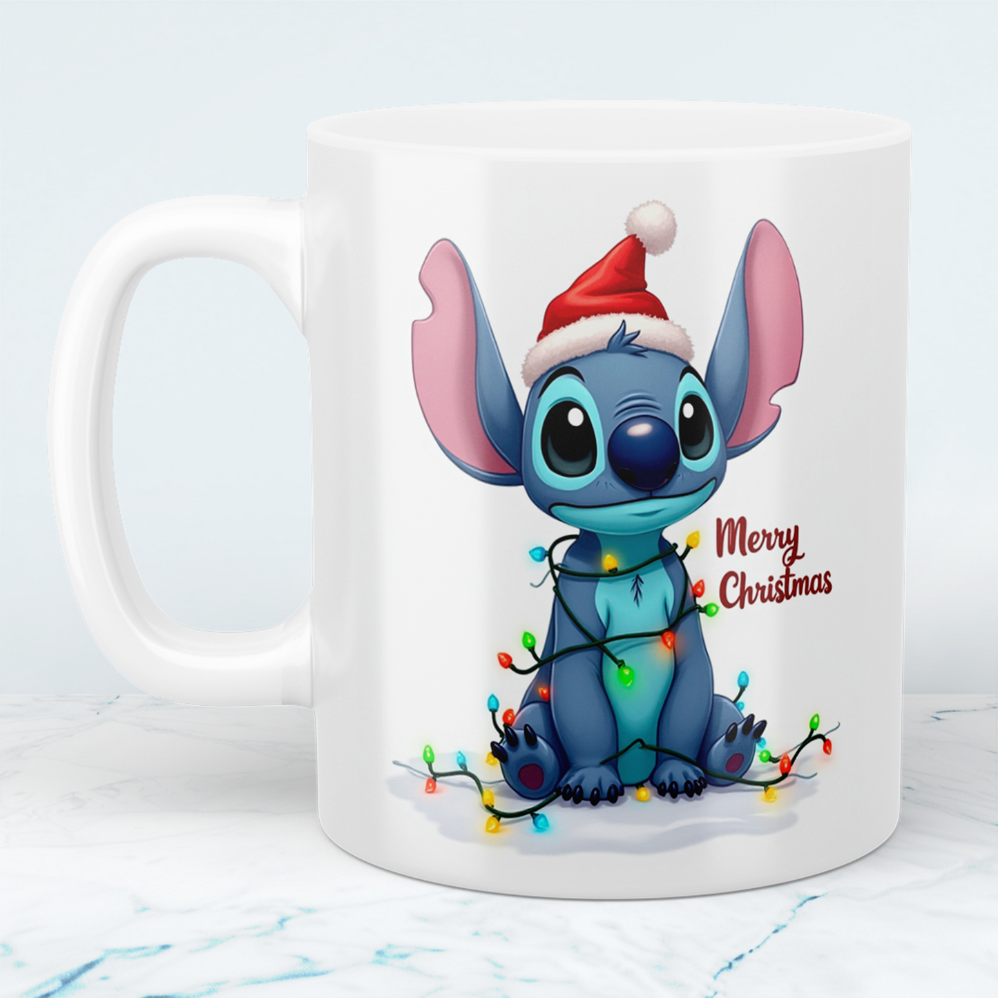 Lustige bedruckte Weihnachtstasse mit Stitch – „Merry Christmas“ – das perfekte Geschenk für Disney-Fans!