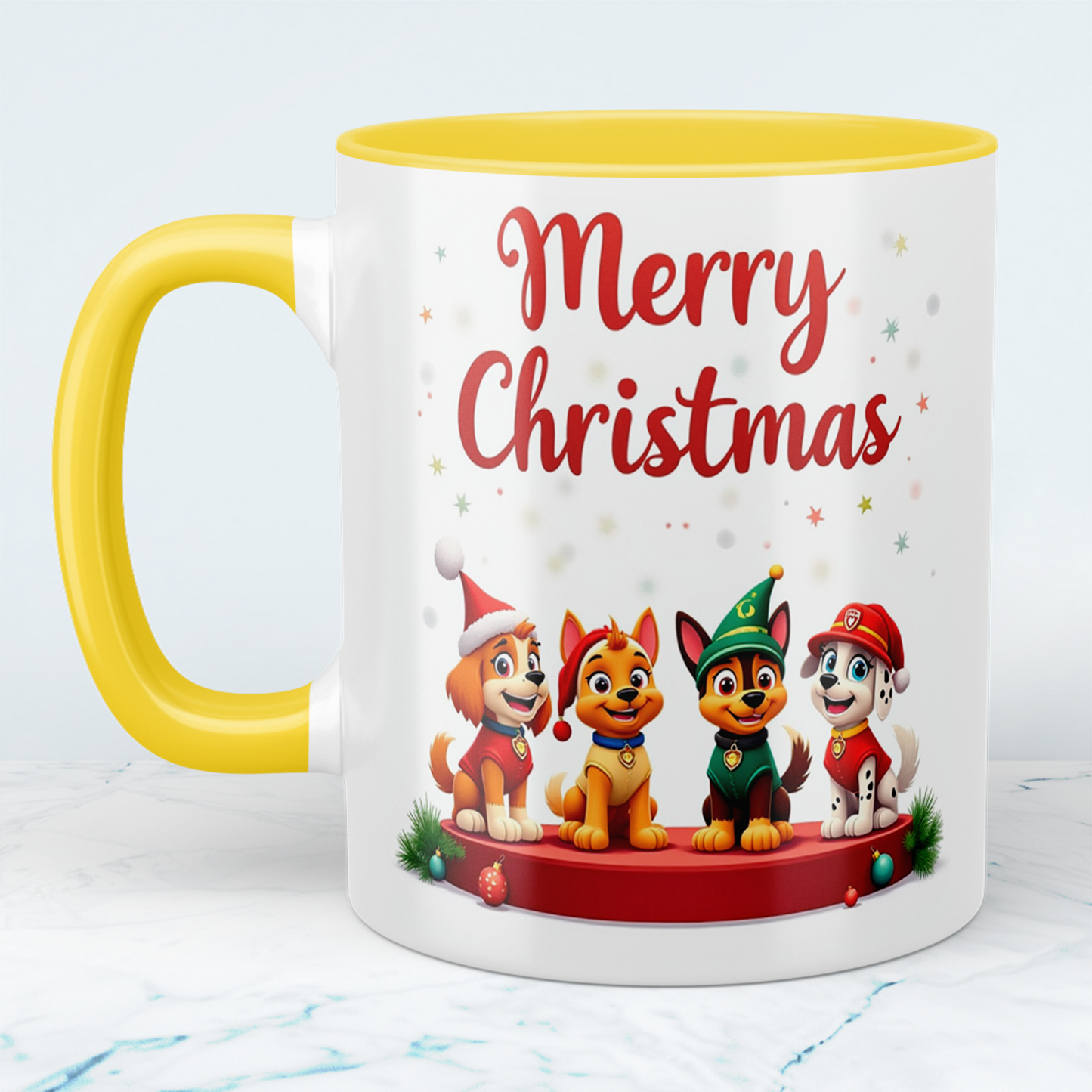 Lustige bedruckte Weihnachtstasse „Merry Christmas“ mit Paw Patrol – das perfekte Geschenk für kleine Fans!