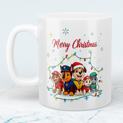 Paw Patrol Weihnachtsbecher – bedruckte Tasse, ideales Geschenk für Weihnachtsfreunde, Merry Christmas!