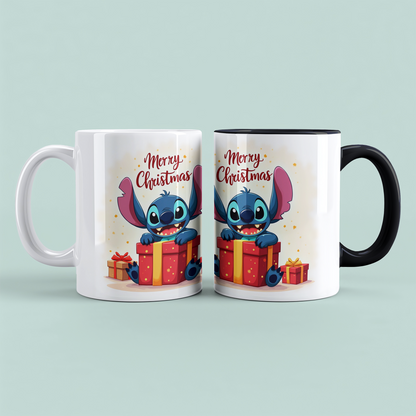 Stitch Merry Christmas Tasse – humorvolle bedruckte Tasse, perfektes Geschenk für die Weihnachtszeit!