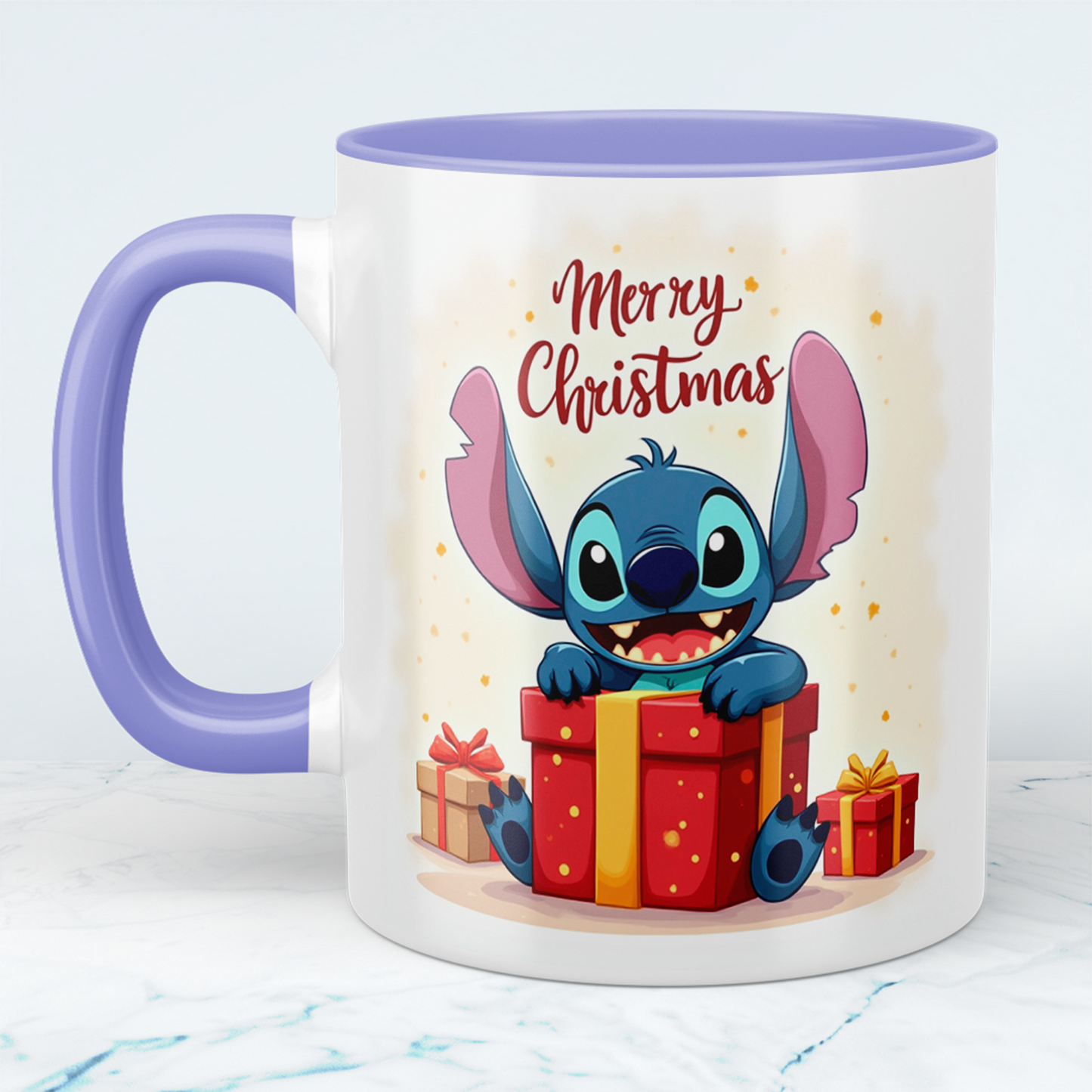 Stitch Merry Christmas Tasse – humorvolle bedruckte Tasse, perfektes Geschenk für die Weihnachtszeit!