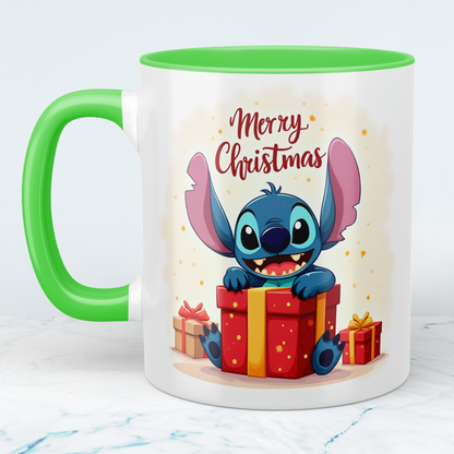 Stitch Merry Christmas Tasse – humorvolle bedruckte Tasse, perfektes Geschenk für die Weihnachtszeit!