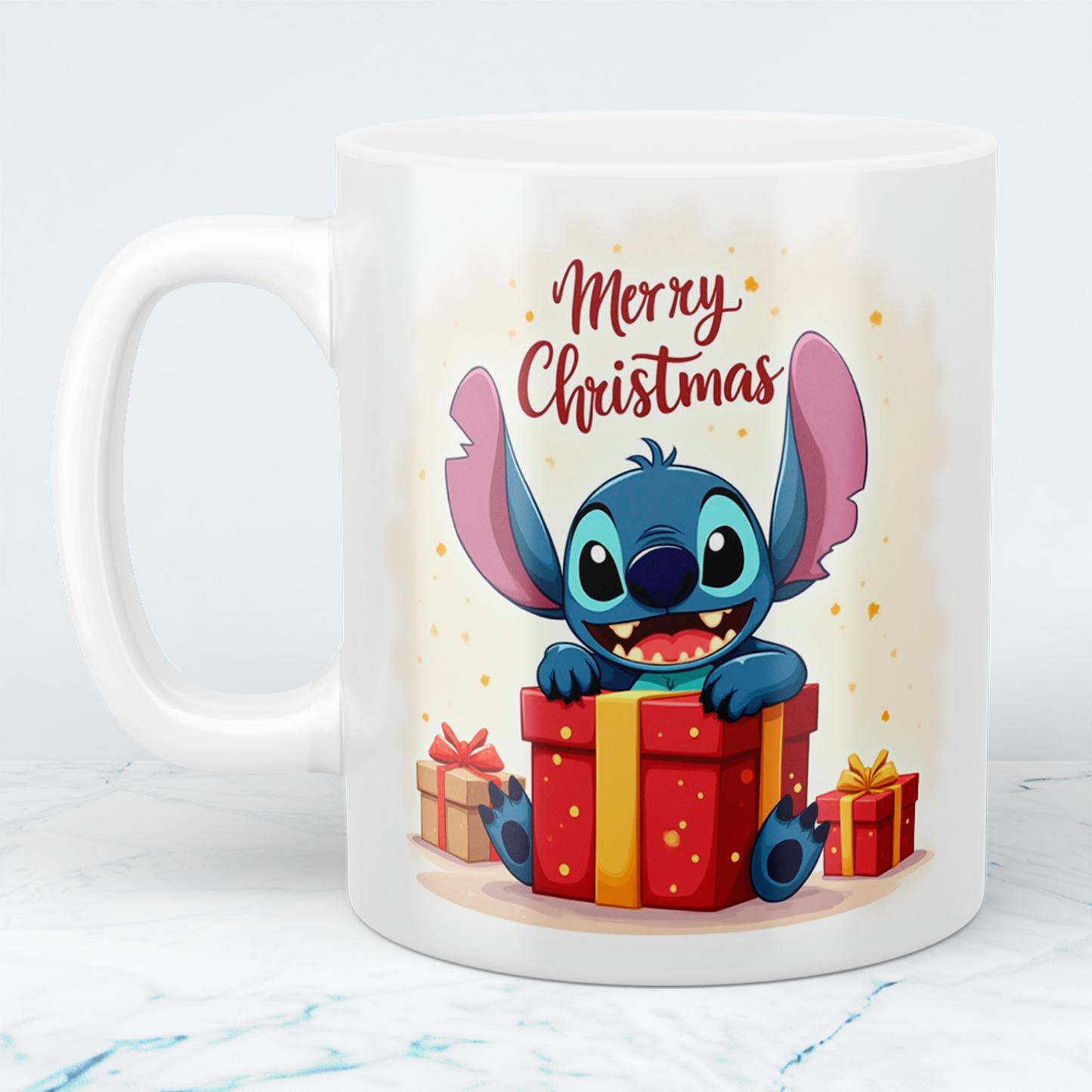 Stitch Merry Christmas Tasse – humorvolle bedruckte Tasse, perfektes Geschenk für die Weihnachtszeit!