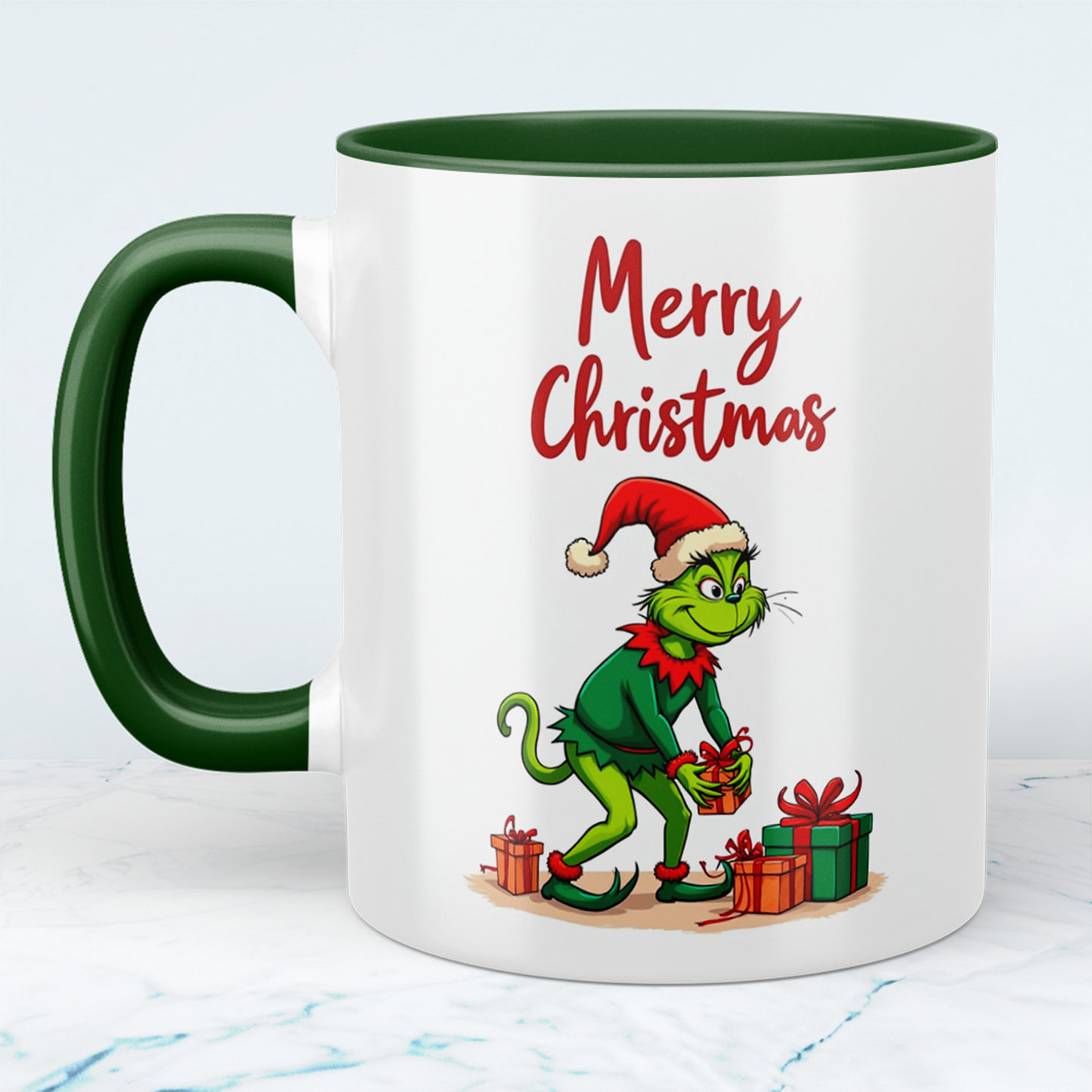 Grinch Merry Christmas Tasse – humorvolle, bedruckte Tasse, perfektes Geschenk für Weihnachten!