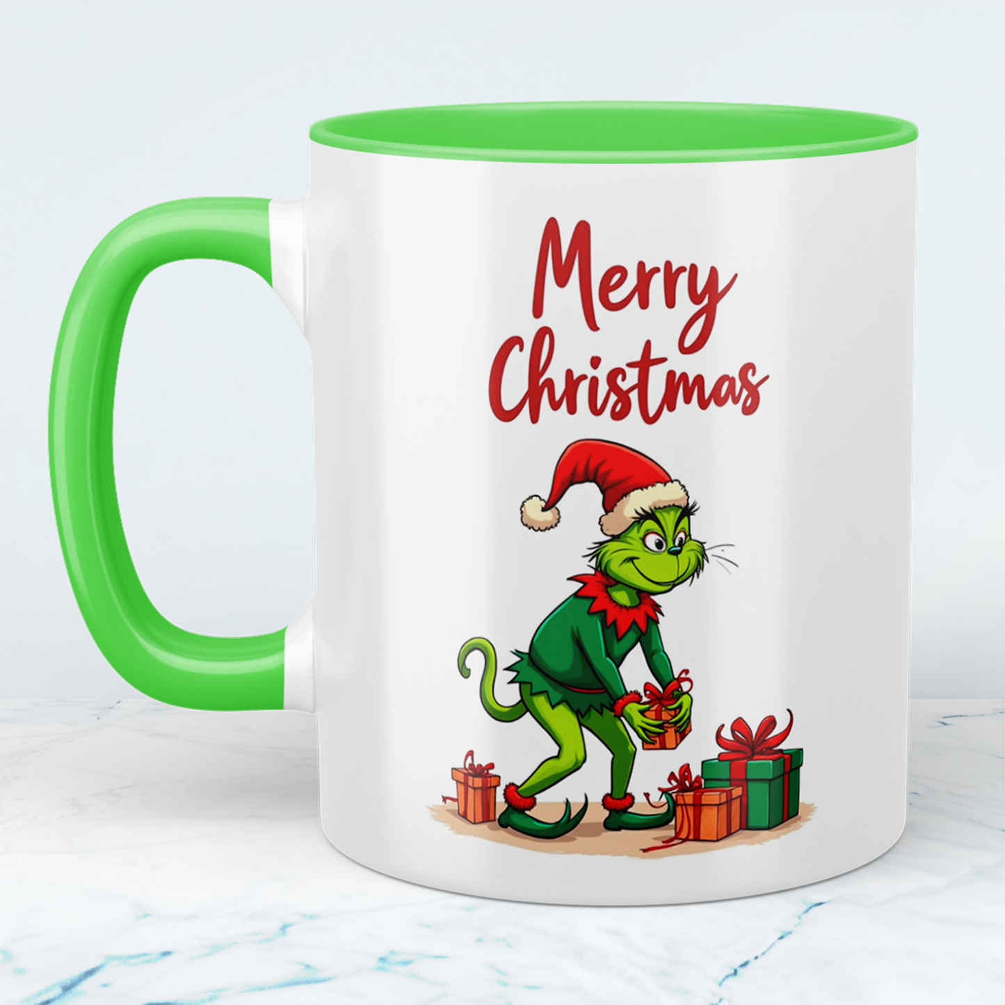Grinch Merry Christmas Tasse – humorvolle, bedruckte Tasse, perfektes Geschenk für Weihnachten!