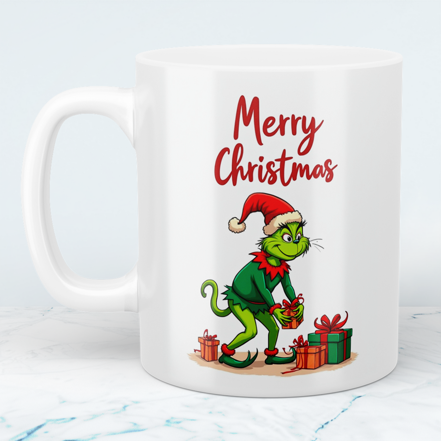 Grinch Merry Christmas Tasse – humorvolle, bedruckte Tasse, perfektes Geschenk für Weihnachten!