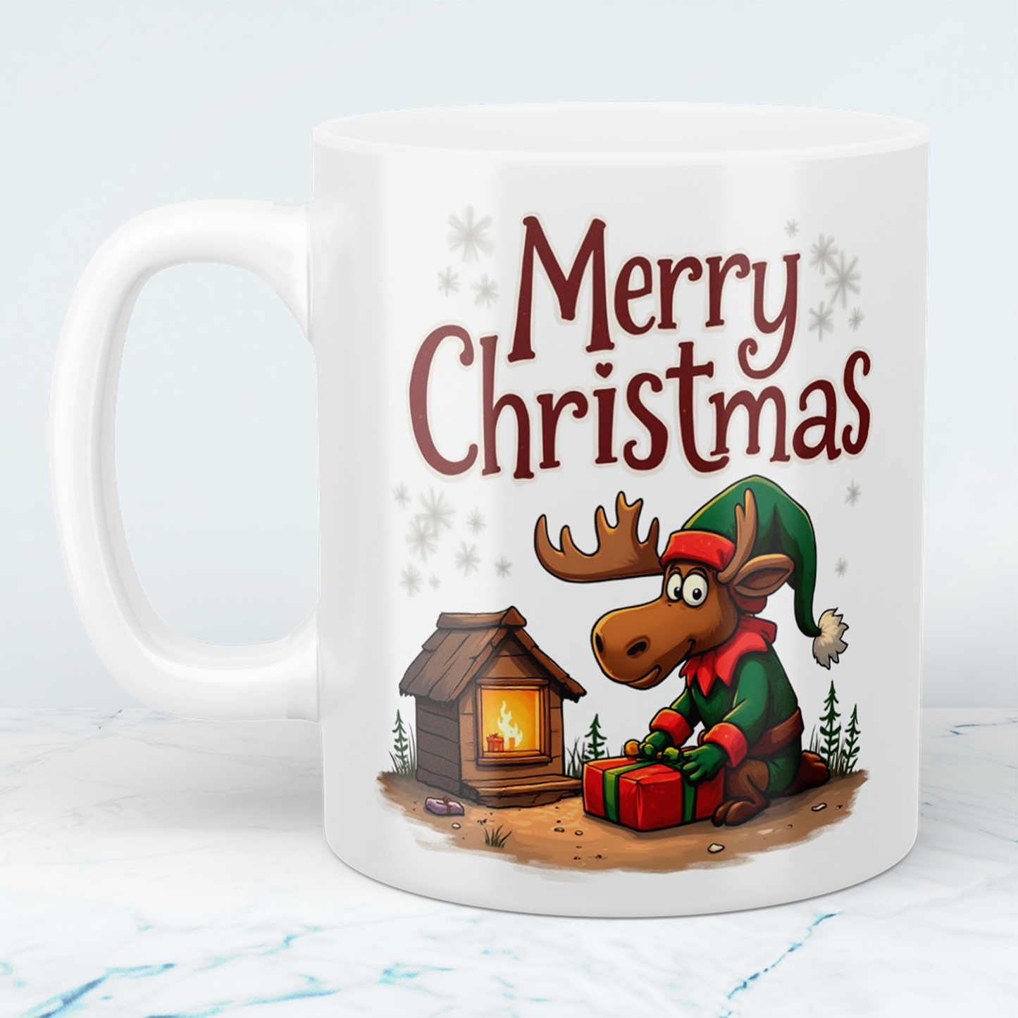 Merry Christmas Elch Tasse – witzige bedruckte Tasse, ideales Geschenk für die festliche Saison!
