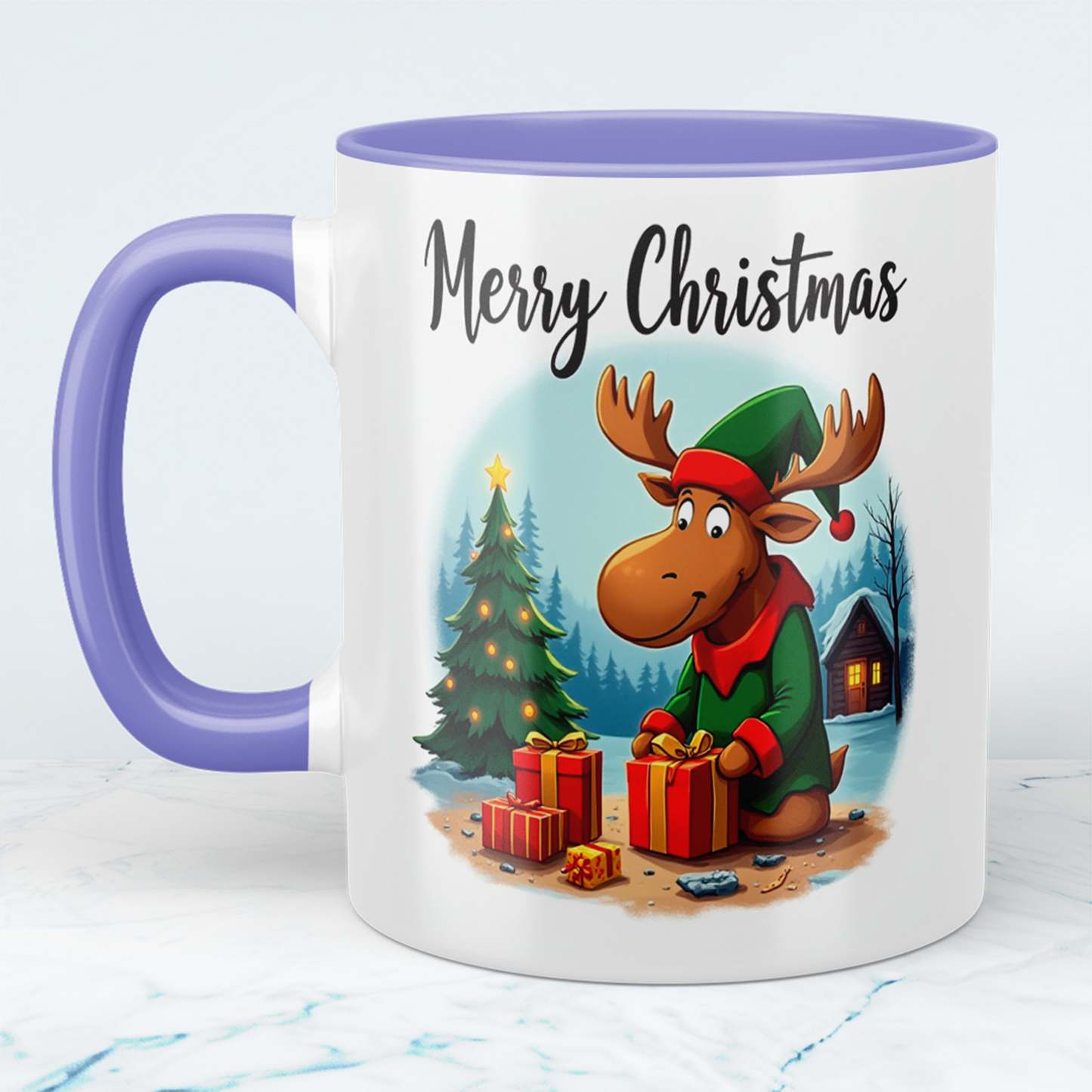 Lustiger Weihnachtselch Becher – bedruckte Tasse mit „Merry Christmas“, das perfekte Geschenk!