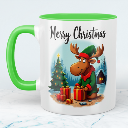 Lustiger Weihnachtselch Becher – bedruckte Tasse mit „Merry Christmas“, das perfekte Geschenk!