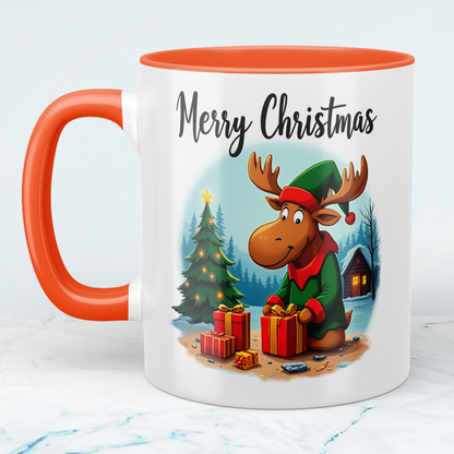 Lustiger Weihnachtselch Becher – bedruckte Tasse mit „Merry Christmas“, das perfekte Geschenk!