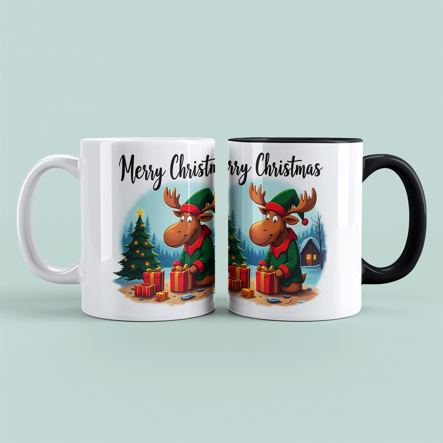 Lustiger Weihnachtselch Becher – bedruckte Tasse mit „Merry Christmas“, das perfekte Geschenk!