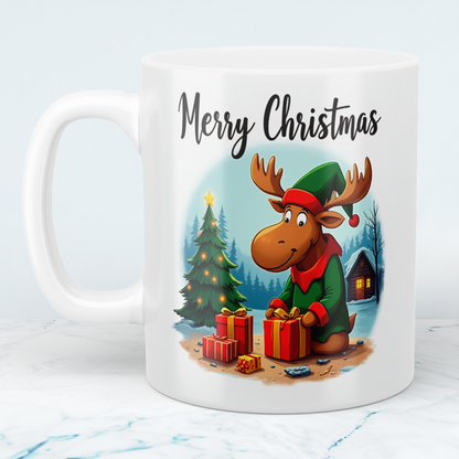 Lustiger Weihnachtselch Becher – bedruckte Tasse mit „Merry Christmas“, das perfekte Geschenk!