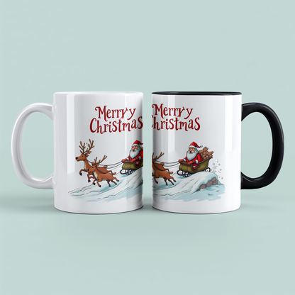 Lustige Weihnachts-Tasse mit Weihnachtsmann, Rentieren & Schlitten – Perfektes Geschenk!