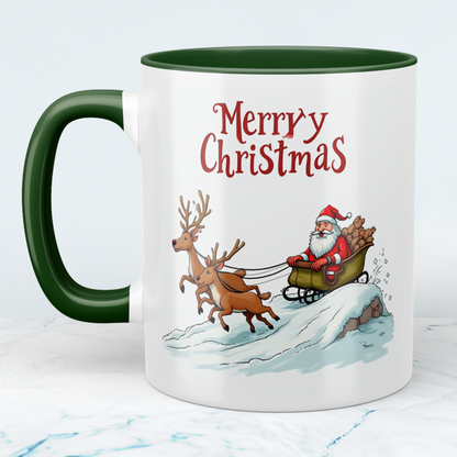 Lustige Weihnachts-Tasse mit Weihnachtsmann, Rentieren & Schlitten – Perfektes Geschenk!