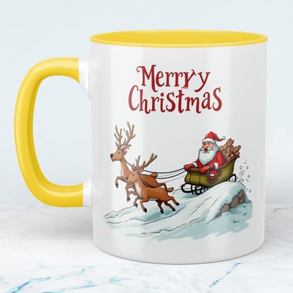 Lustige Weihnachts-Tasse mit Weihnachtsmann, Rentieren & Schlitten – Perfektes Geschenk!