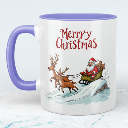 Lustige Weihnachts-Tasse mit Weihnachtsmann, Rentieren & Schlitten – Perfektes Geschenk!