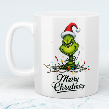 Lustige bedruckte Weihnachtstasse mit Grinch – Merry Christmas Geschenkidee für Fröhliche Feiertage!