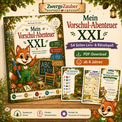Vorschule Lernset für Kinder ab 4 Jahren – 54 Seiten Rätsel, Buchstaben, Zahlen und Konzentration