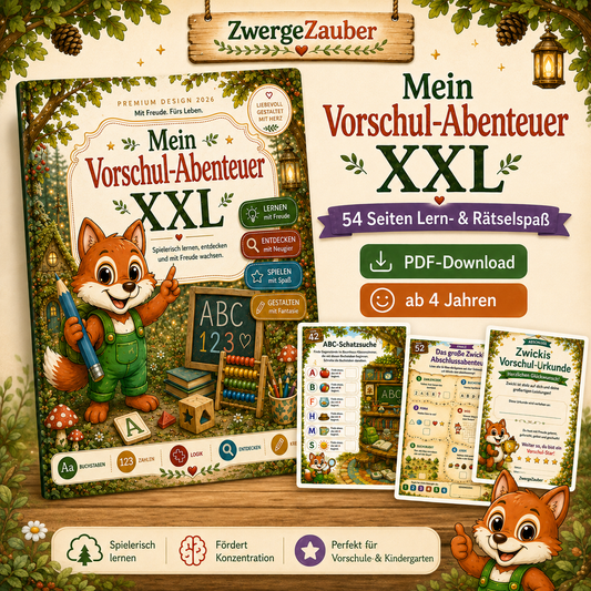 Vorschule Lernset für Kinder ab 4 Jahren – 54 Seiten Rätsel, Buchstaben, Zahlen und Konzentration