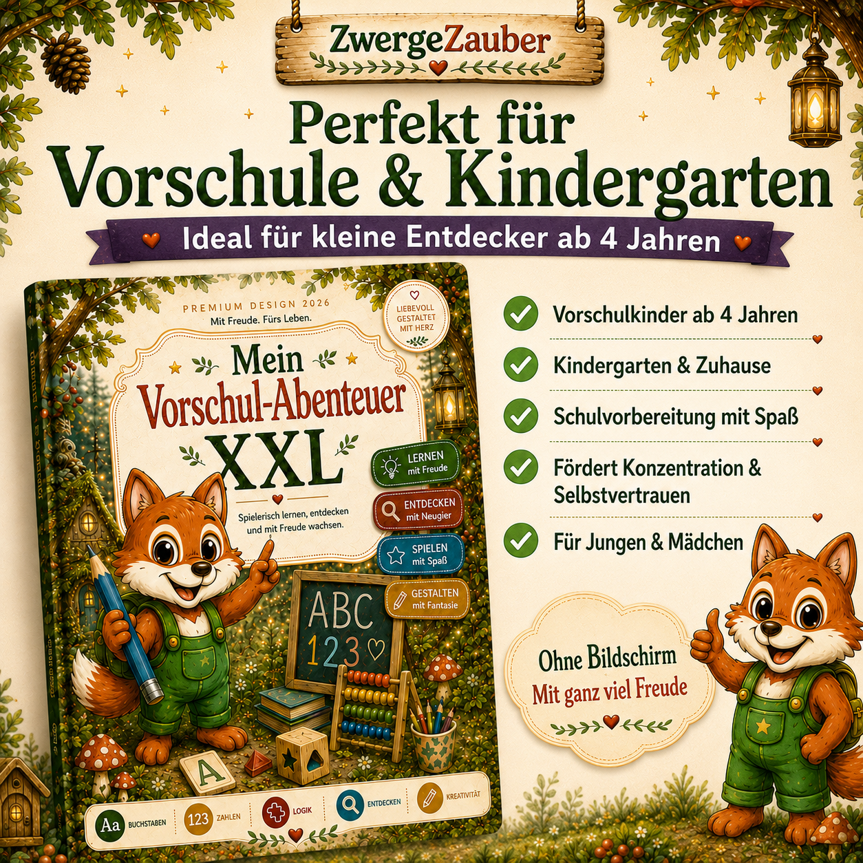 Vorschul-Lernset für Kinder ab 4 Jahren – spielerische Schulvorbereitung für Kindergarten und Zuhause