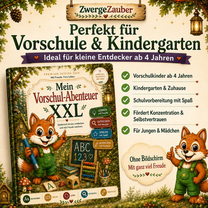 Vorschul-Lernset für Kinder ab 4 Jahren – spielerische Schulvorbereitung für Kindergarten und Zuhause