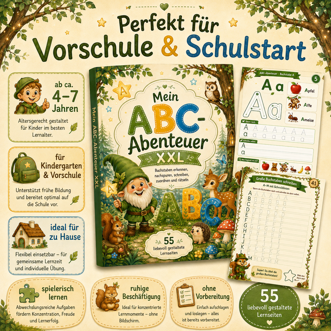 ABC-Schatz und Fortschrittsposter aus dem ABC-Abenteuer XXL für kleine Buchstaben-Entdecker