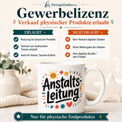 Verkaufsbild zur Gewerbelizenz für physische Endprodukte für das digitale Tassendesign Anstalts Leitung.