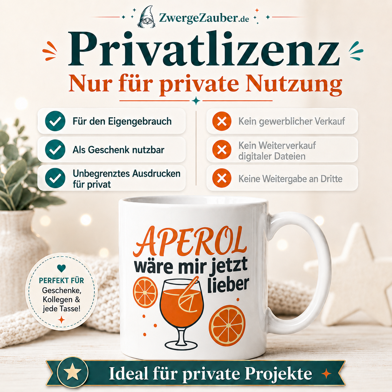 Verkaufsbild zur Privatlizenz für das digitale Tassendesign Aperol wäre mir jetzt lieber.