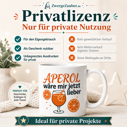 Verkaufsbild zur Privatlizenz für das digitale Tassendesign Aperol wäre mir jetzt lieber.