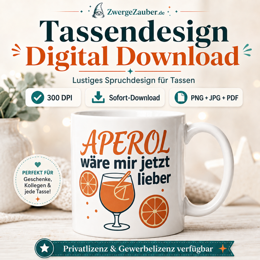 Etsy Verkaufsbild für digitales Tassendesign Aperol wäre mir jetzt lieber mit weißer Tasse und Download-
Hinweisen.