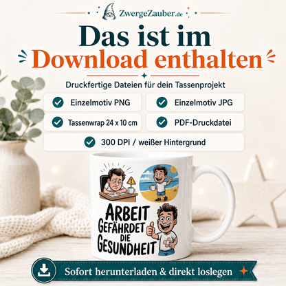 ZwergeZauber Tassendesign Arbeit gefährdet die Gesundheit – Verkaufsbild 1