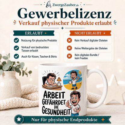 ZwergeZauber Tassendesign Arbeit gefährdet die Gesundheit – Verkaufsbild 4