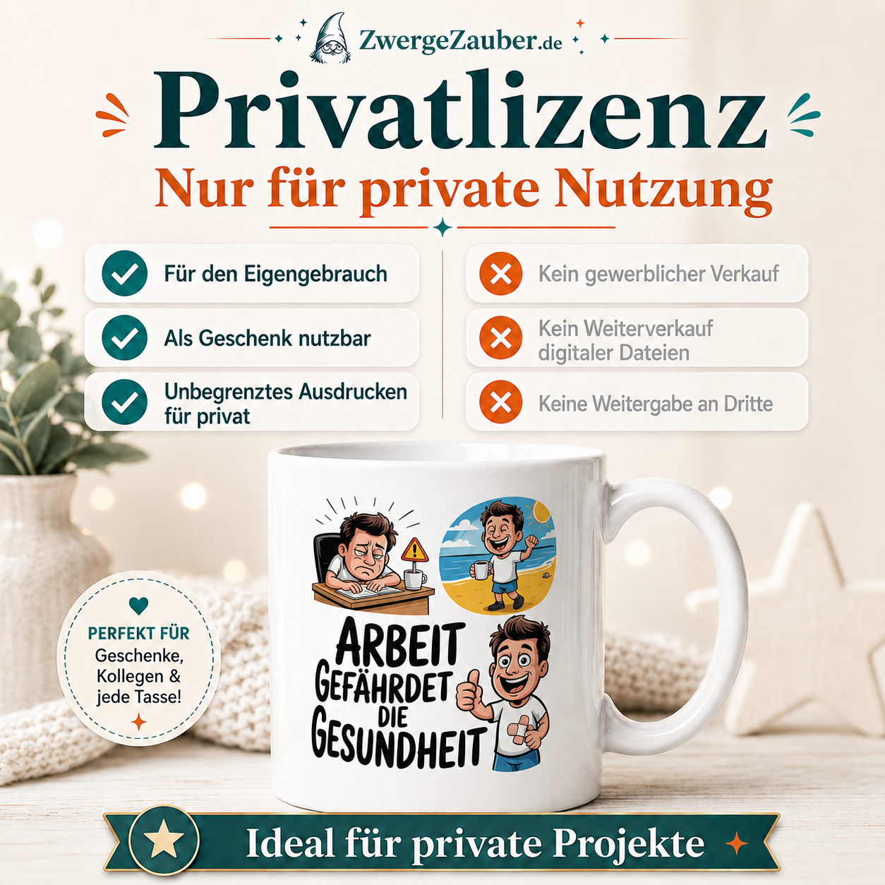 ZwergeZauber Tassendesign Arbeit gefährdet die Gesundheit – Verkaufsbild 3